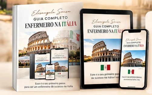 Apresentação do e-book Guia Completo Enfermeiro na Itália em dispositivos